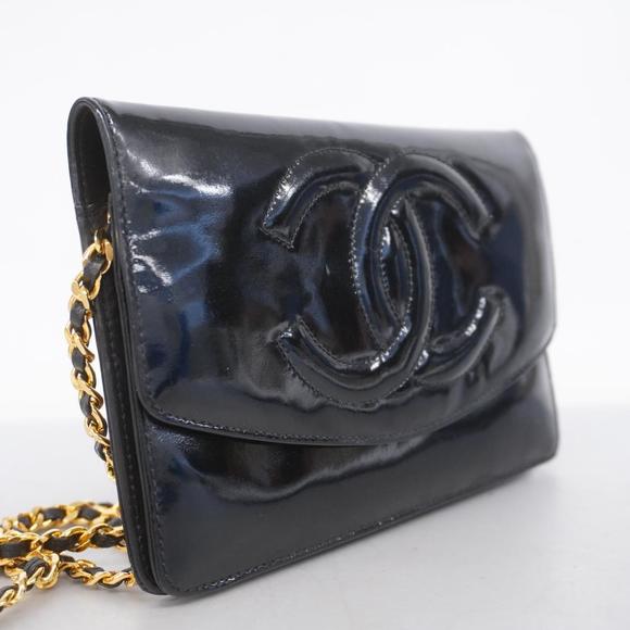 Chanel Shoulder Patent Wallet Black Chain - Picture 1 of 16